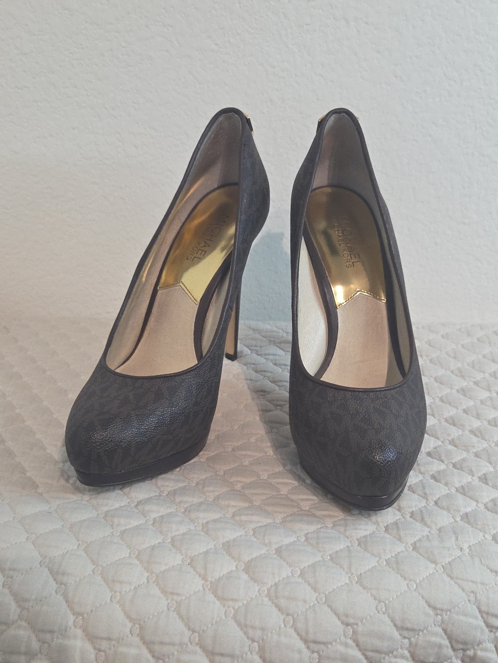 Michael Kors Dark Brown Logo Platform Pump